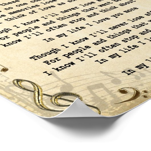 In mijn leven song Lyric  Wall Art print (Hoek)