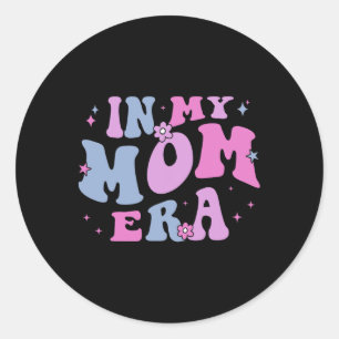 In Mijn Mama Era Lover Groovy Retro Mom Moederdag Ronde Sticker