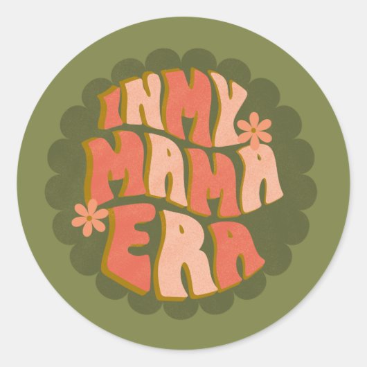 In mijn mama tijdperk retro groen ronde sticker (Voorkant)
