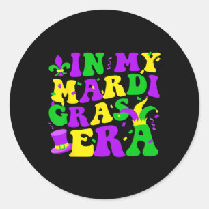 In mijn Mardi Gras Era Festival Retro Carnaval Hol Ronde Sticker