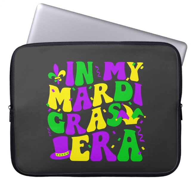 In mijn Mardi Gras Era Grappig Festival Retro Carn Laptop Sleeve (Voorkant)