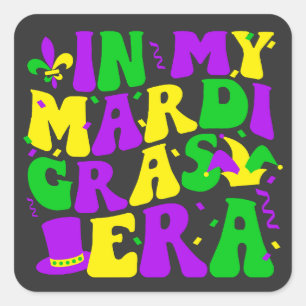 In mijn Mardi Gras Era Grappig Festival Retro Carn Vierkante Sticker