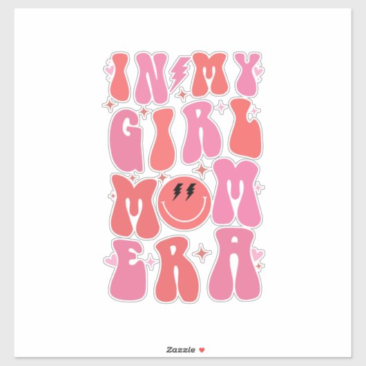 In Mijn Meisje Mam Era Retro Groovy Moederdag Sticker (Vel)