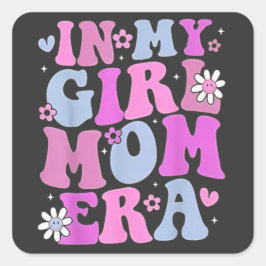 in Mijn Meisje Moeder Tijdperk Retro Groovy Moeder Vierkante Sticker