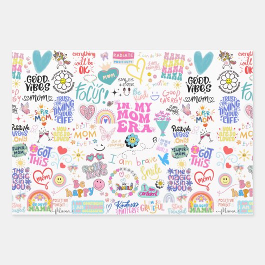 In mijn moeder Era cadeau inpakvellen Inpakpapier Vel (Voorkant 3)