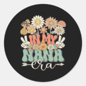 In mijn Nana tijdperk Floral Hippie Groovy Retro M Ronde Sticker (Voorkant)