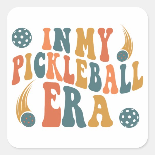 In mijn Pickleball tijdperk, Funny Paddleball Geze Vierkante Sticker (Voorkant)