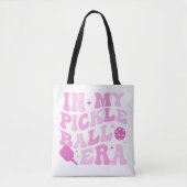 In mijn pickleball-tijdperk | Roze Groovy beletter Tote Bag (Voorkant)