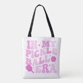 In mijn pickleball-tijdperk | Roze Groovy beletter Tote Bag (Achterkant)