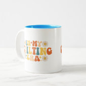 In mijn quilttijd tweekleurige koffiemok (Voorkant links)