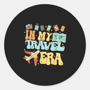 In mijn reistijd Grappig Reiziger Vliegtuig Zomer  Ronde Sticker