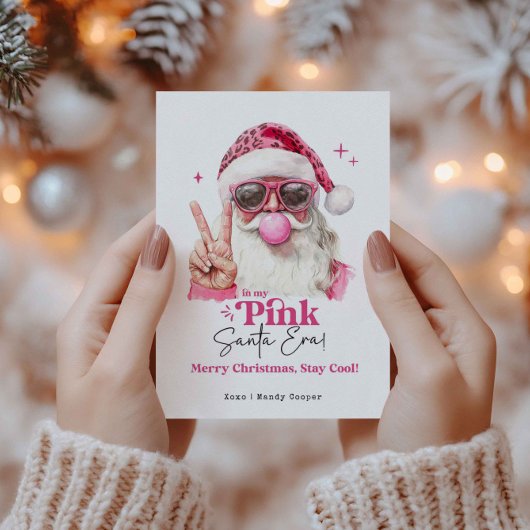 In mijn roze Santa tijdperk trendy roze kerst Feestdagenkaart