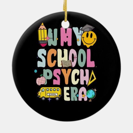 In mijn school psych tijdperk retro school psychol keramisch ornament (Achterkant)