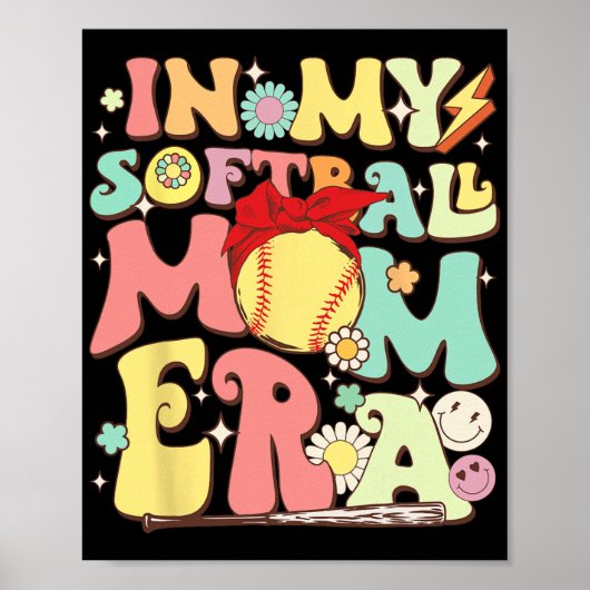 In mijn softbal moeder era grappig honkbal moeder poster (Voorkant)