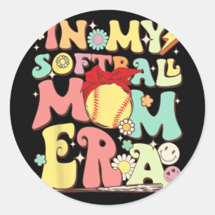 In mijn softbal moeder era grappig honkbal moeder  ronde sticker