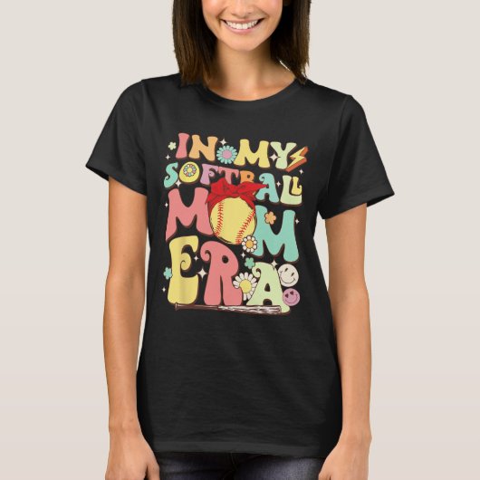 In mijn softbal moeder era grappig honkbal moeder t-shirt (Voorkant)