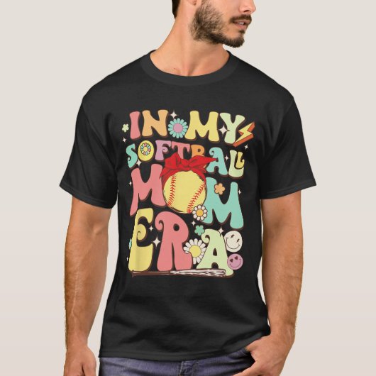 In mijn softbal moeder era grappig honkbal moeder t-shirt (Voorkant)