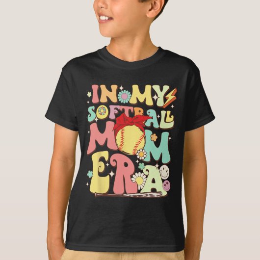 In mijn softbal moeder era grappig honkbal moeder t-shirt (Voorkant)