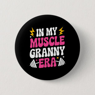 In Mijn Spier Granny Era Grappige Sport Oma Gym WO Ronde Button 5,7 Cm