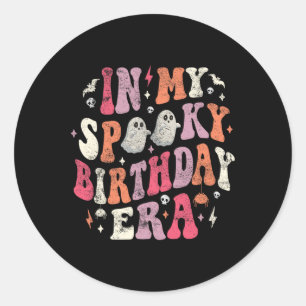 In mijn spookachtige verjaardagstijd Funny Spooky  Ronde Sticker