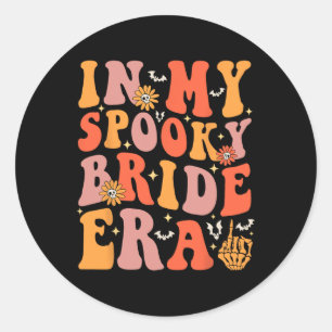 In mijn spooky bruid tijdperk groovy halloween bru ronde sticker