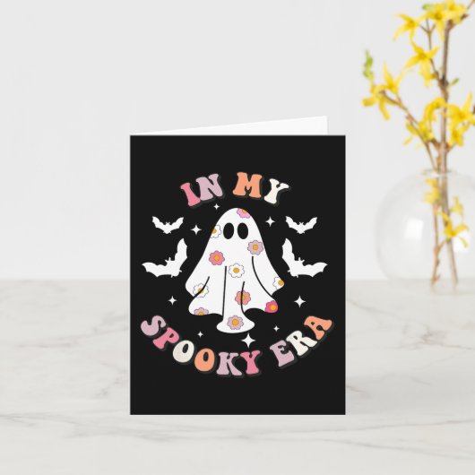 In Mijn Spooky Era Retro Groovy Schattigee Ghost S Kaart (Gele Bloem)
