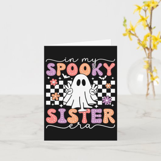 In Mijn Spooky Sister Era Retro Ghost Halloween Sp Kaart (Gele Bloem)