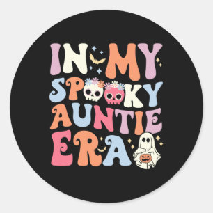 In Mijn Spooky Tante Era Halloween Groovy Witchy S Ronde Sticker