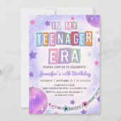 In mijn tienertijd Paarse Disco Verjaardag Kaart (Voorkant)