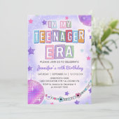 In mijn tienertijd Paarse Disco Verjaardag Kaart (Staand voorkant)