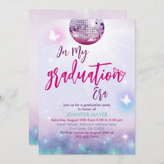 In mijn tijdperk Afstuderen Paarse muziek Afstuder Kaart (Voorkant / Achterkant)