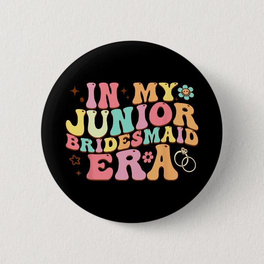 In Mijn Tijdperk Als Junior Bruidsmeisje Groovy Br Ronde Button 5,7 Cm (Voorkant)