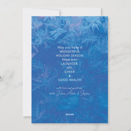 In mijn tijdperk onze eerste kerst dennen sneeuw b feestdagenkaart (Achterkant)