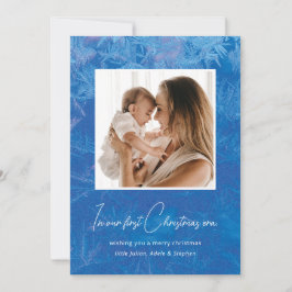 In mijn tijdperk onze eerste kerst dennen sneeuw b feestdagenkaart