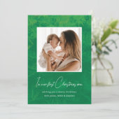 In mijn tijdperk onze eerste kerstpijnboom groen e feestdagenkaart (Staand voorkant)