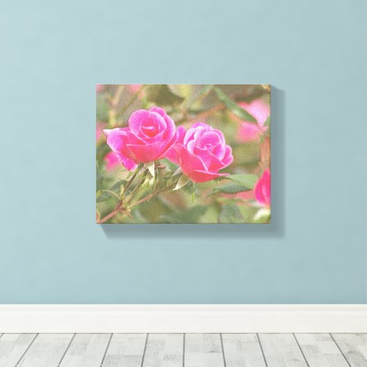 In mijn tuin, digitaal in reliëf gemaakt Roos 2 Canvas Afdruk (Insitu (Houten vloer))