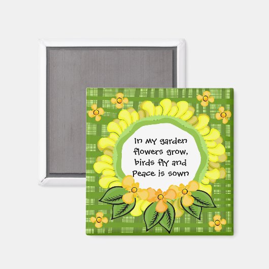 In mijn tuin... Magneetvierkant Magneet (Voorkant / Achterkant)