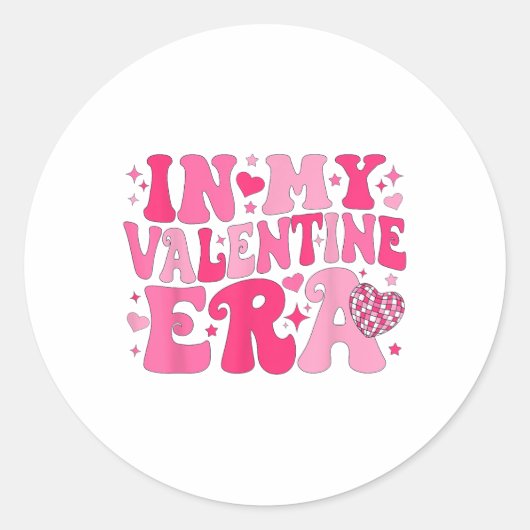 In mijn Valentijn tijdperk retro Valentijnsdag vro Ronde Sticker (Voorkant)