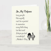 In mijn verdediging - een grappig, gelukkig Moeder Kaart (Voorkant)