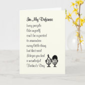 In mijn verdediging - een grappig, gelukkig Vaderd Kaart (Gele Bloem)