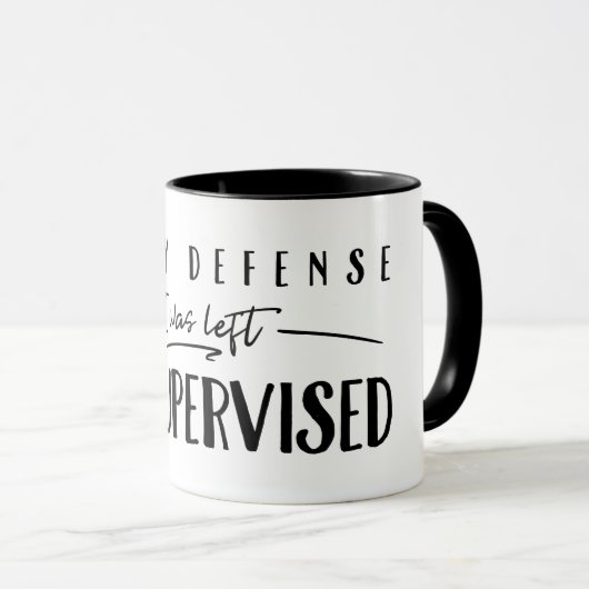 In mijn verdediging was ik ongecontroleerde Typogr Mok (Voorkant rechts)