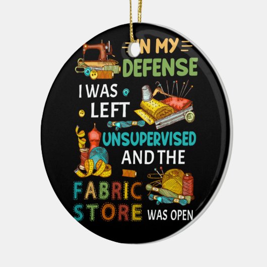 In mijn verdediging was ik zonder toezicht naaigar keramisch ornament (Links)