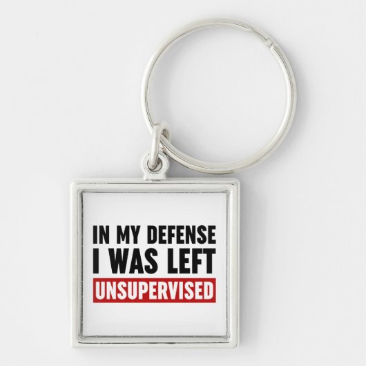 In mijn verdediging werd ik ongecontroleerd gelate sleutelhanger (Voorkant)