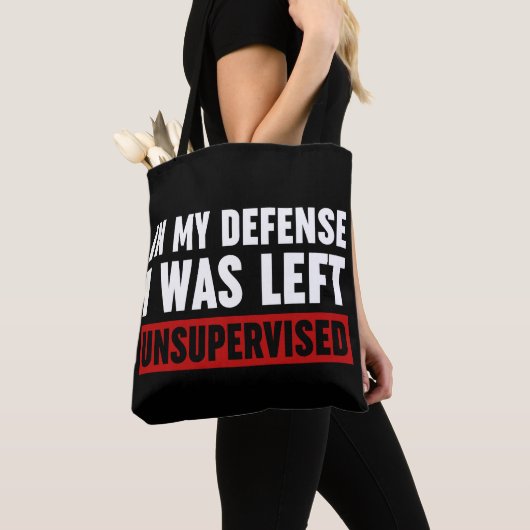 In mijn verdediging werd ik ongecontroleerd gelate tote bag (Dichtbij)