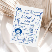 In mijn verjaardag Era Blue Retro Verjaardag Kaart