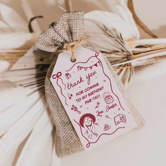 In mijn verjaardag Era Retro Verjaardag Cadeaulabel