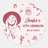 In mijn verjaardag Era Retro Verjaardag Ronde Sticker (Voorkant)