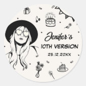 In mijn verjaardag Era Retro Verjaardag Ronde Sticker (Voorkant)