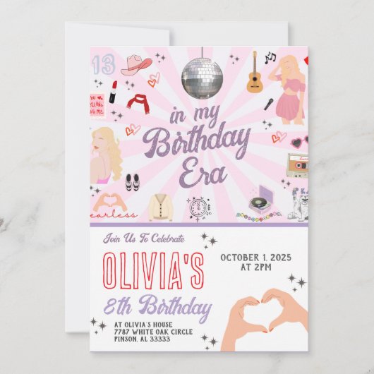 In mijn verjaardag tijdperk verjaardagsuitnodiging kaart (Voorkant)