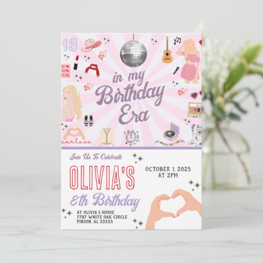 In mijn verjaardag tijdperk verjaardagsuitnodiging kaart (Staand voorkant)